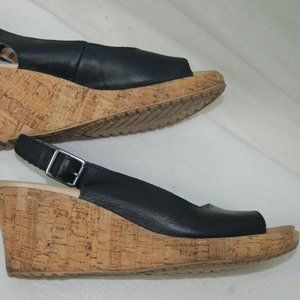 Crocs A-Leigh Cork Wedge Sling Back, Peep Toe Sandals, size 10